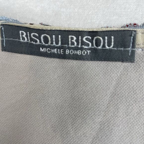 Bisou Bisou Floral Midi Mesh Dress Lace Waist V Neck Cap Sleeve Sheer 90’s Y2K-S - Picture 7 of 10